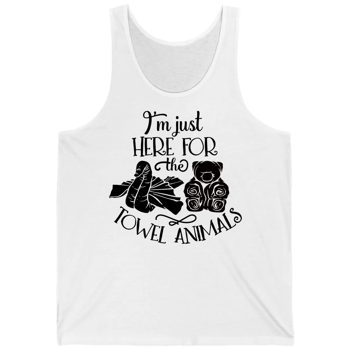 Here For The Towel Animals Cruise Design Tank in White
