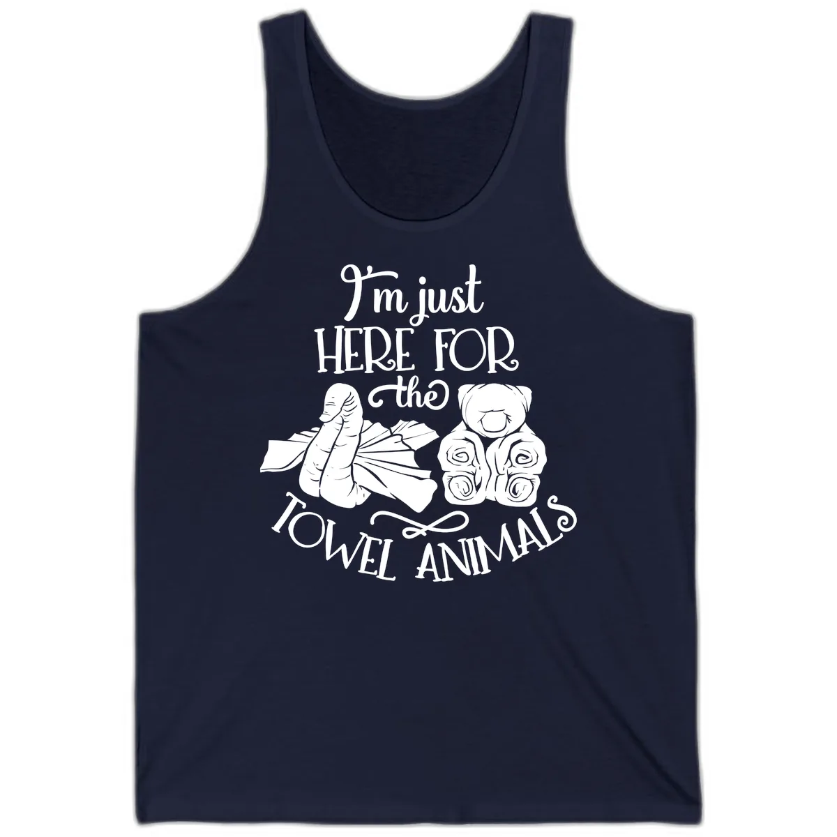 Here For The Towel Animals Cruise Design Tank in Navy