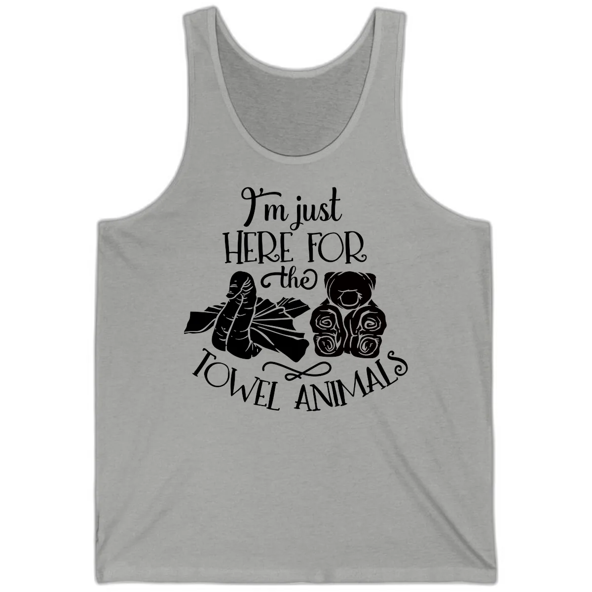Here For The Towel Animals Cruise Design Tank in Athletic Heather