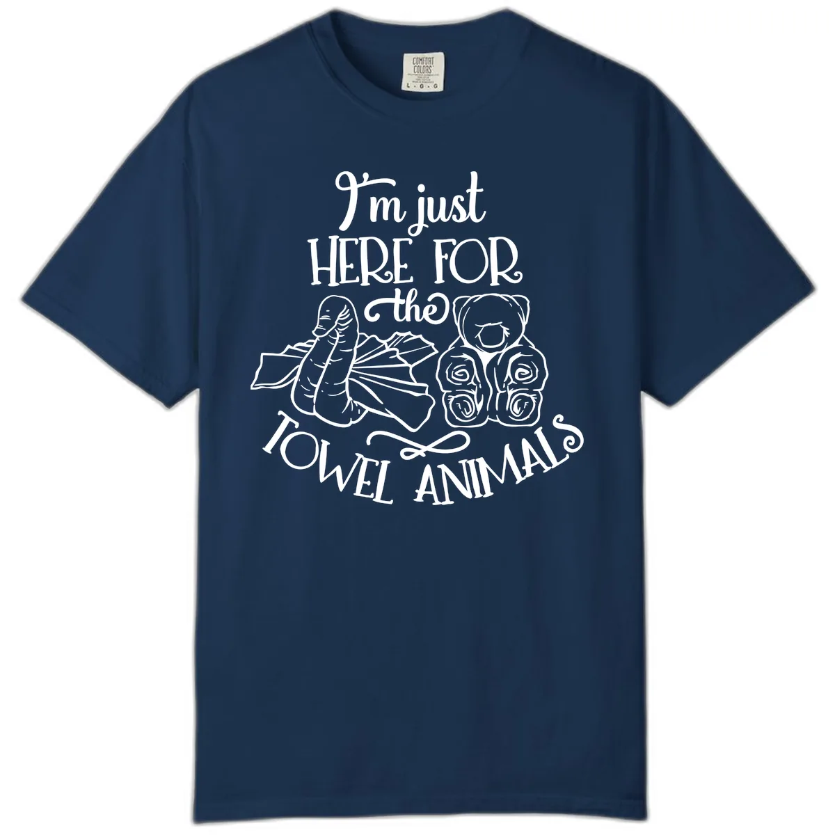I'm Just Here For The Towel Animals Comfort Color in Navy