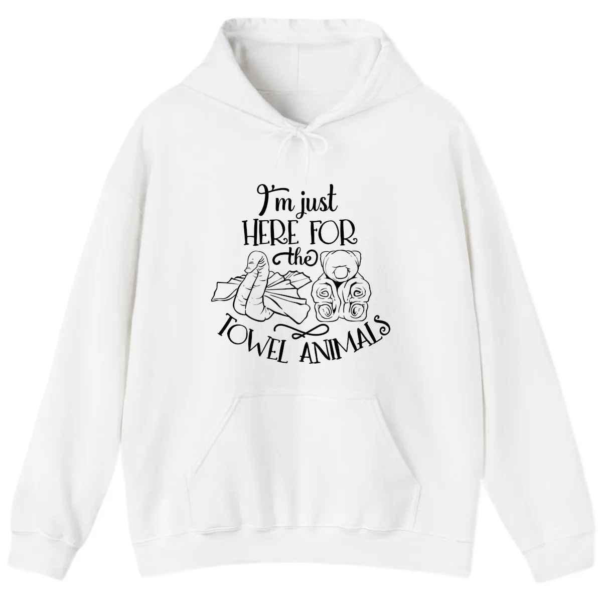 I'm Just Here For The Towel Animals Hoodie in White