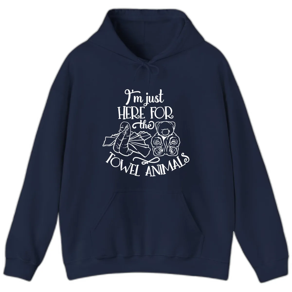 I'm Just Here For The Towel Animals Hoodie in Navy