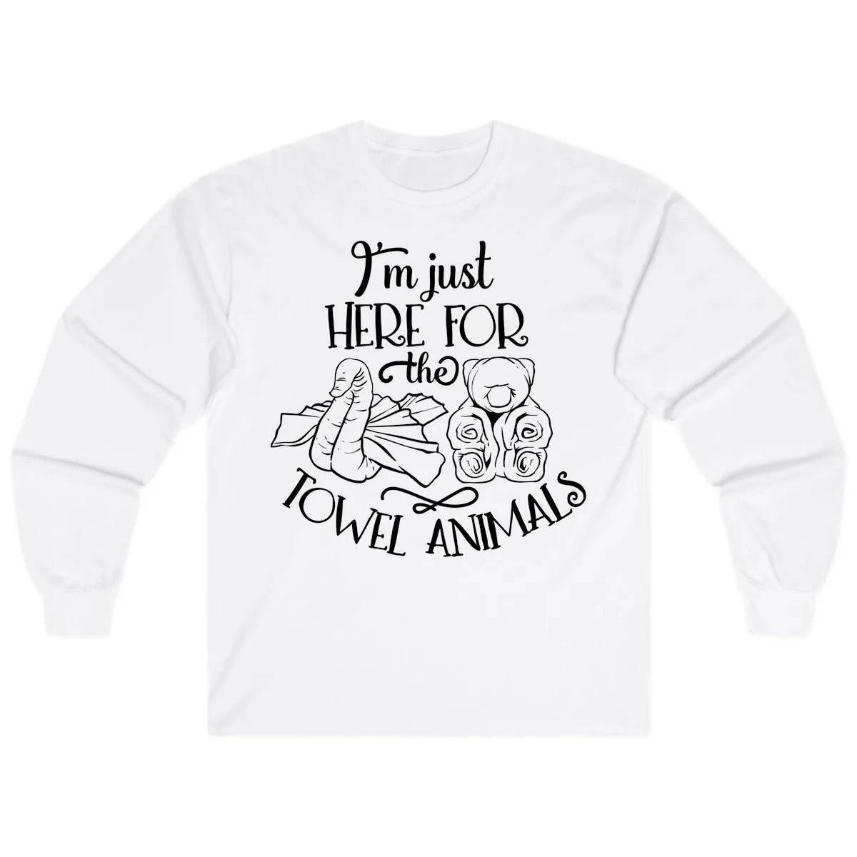 I'm Just Here For The Towel Animals Long Sleeve in White