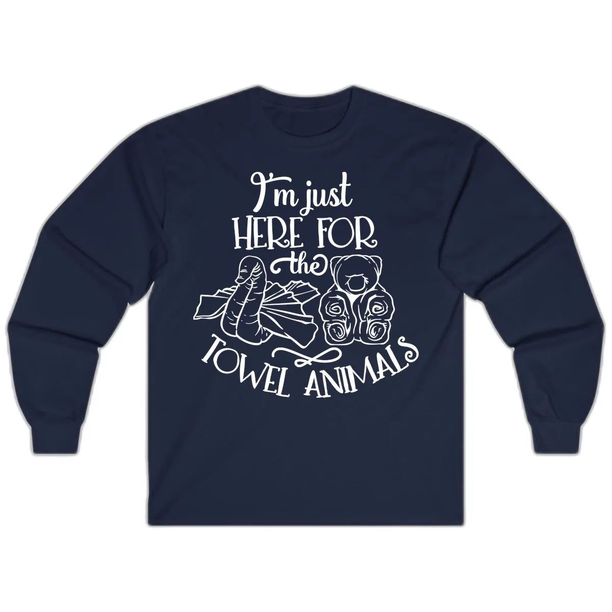 I'm Just Here For The Towel Animals Long Sleeve in Navy