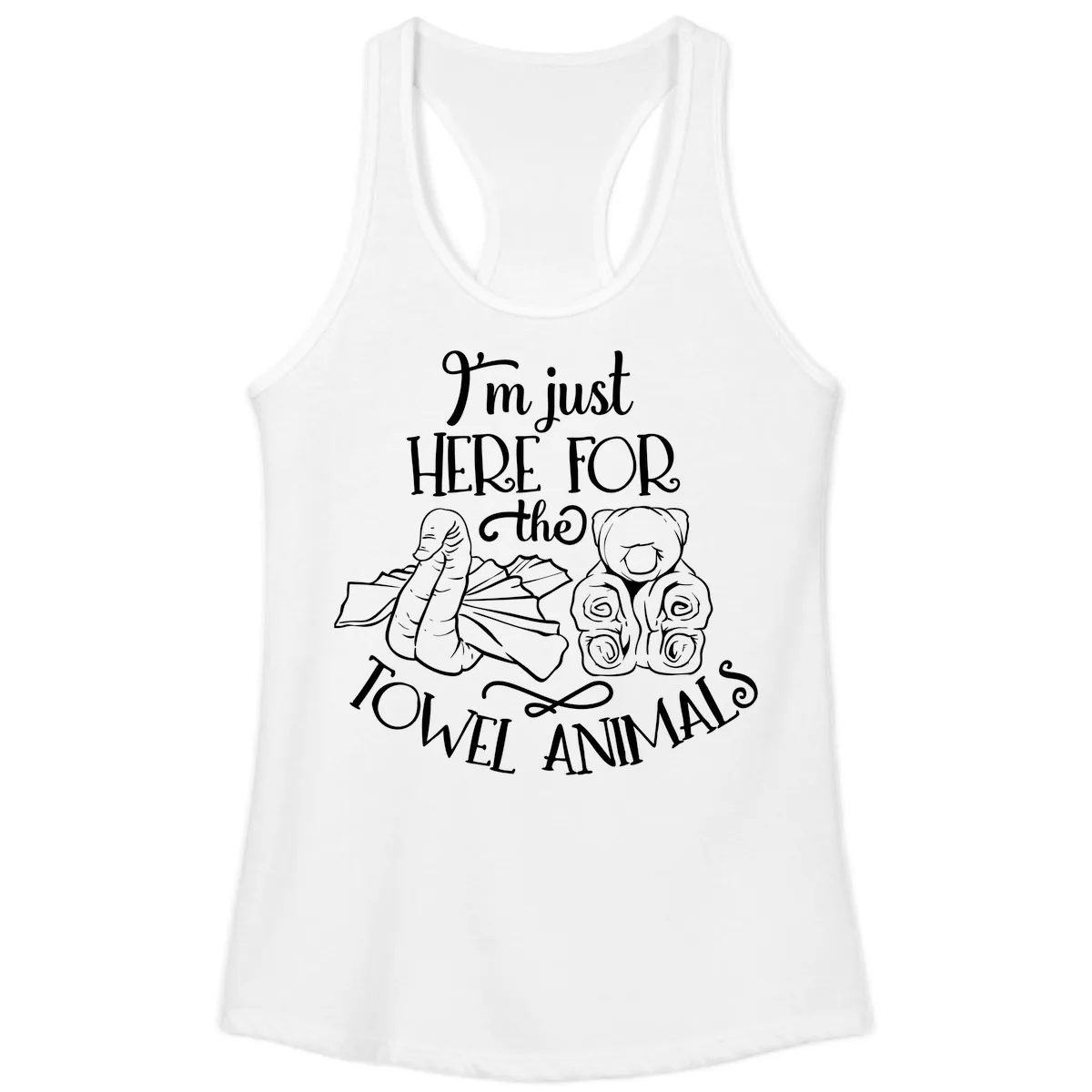 I'm Just Here For The Towel Animals Ladies Tank in White