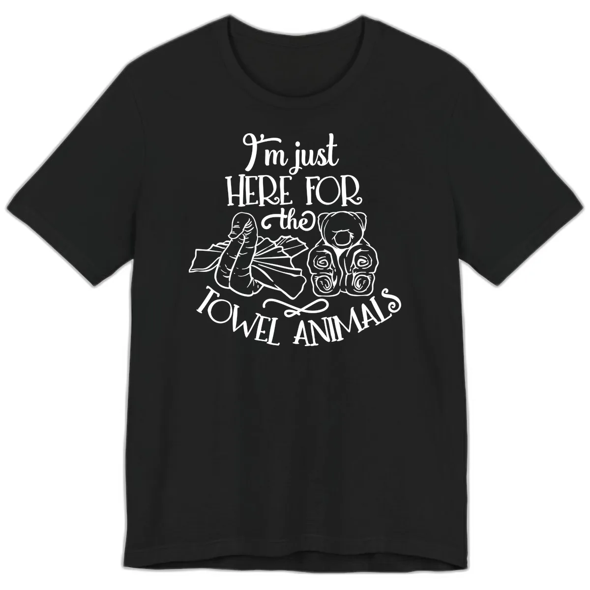 I'm Just Here For The Towel Animals Premium T-Shirt in Black