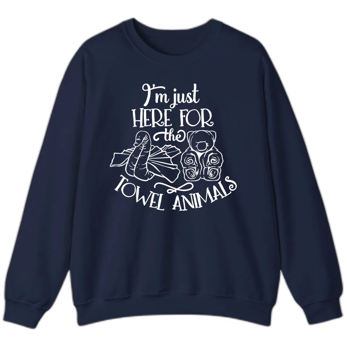 I'm Just Here For The Towel Animals Sweatshirt in Navy