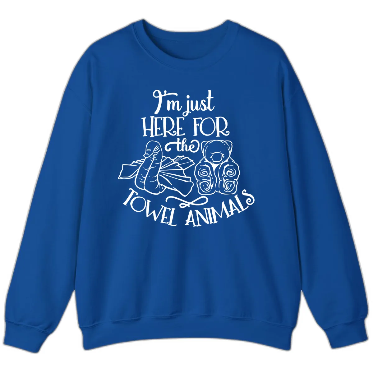 I'm Just Here For The Towel Animals Sweatshirt in Royal