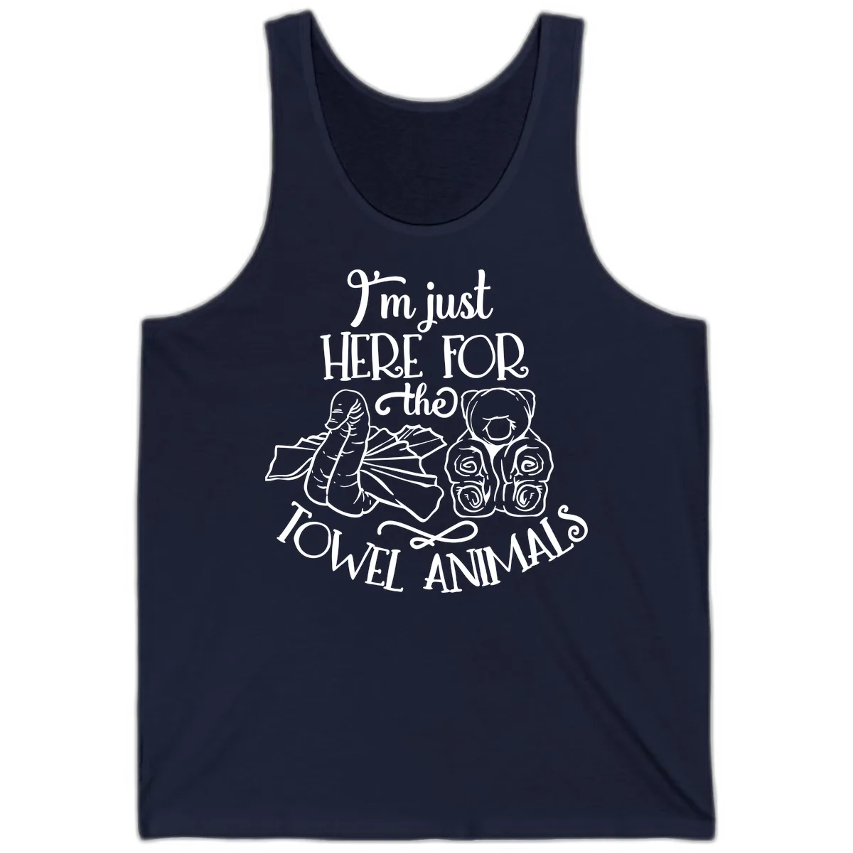 I'm Just Here For The Towel Animals Tank in Navy