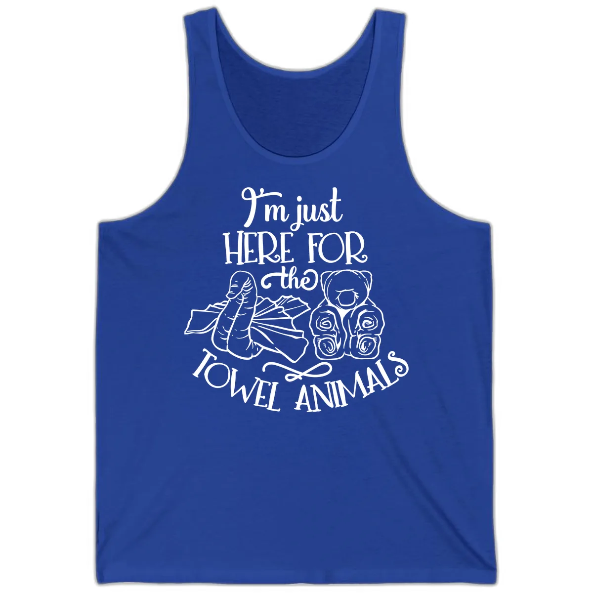 I'm Just Here For The Towel Animals Tank in True Royal