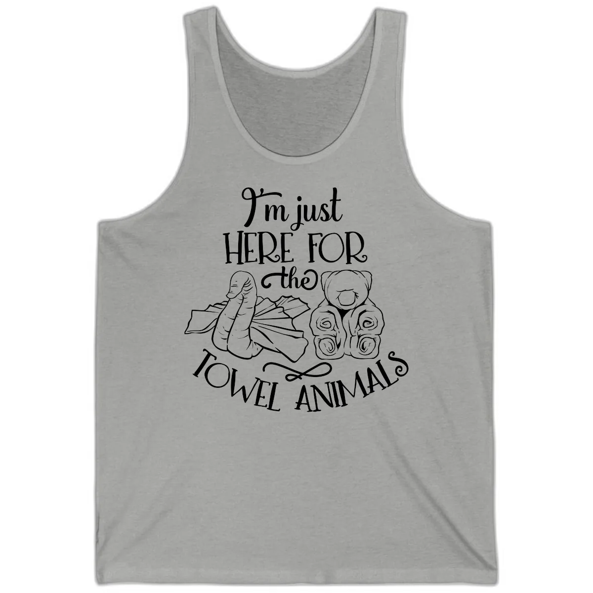 I'm Just Here For The Towel Animals Tank in Athletic Heather