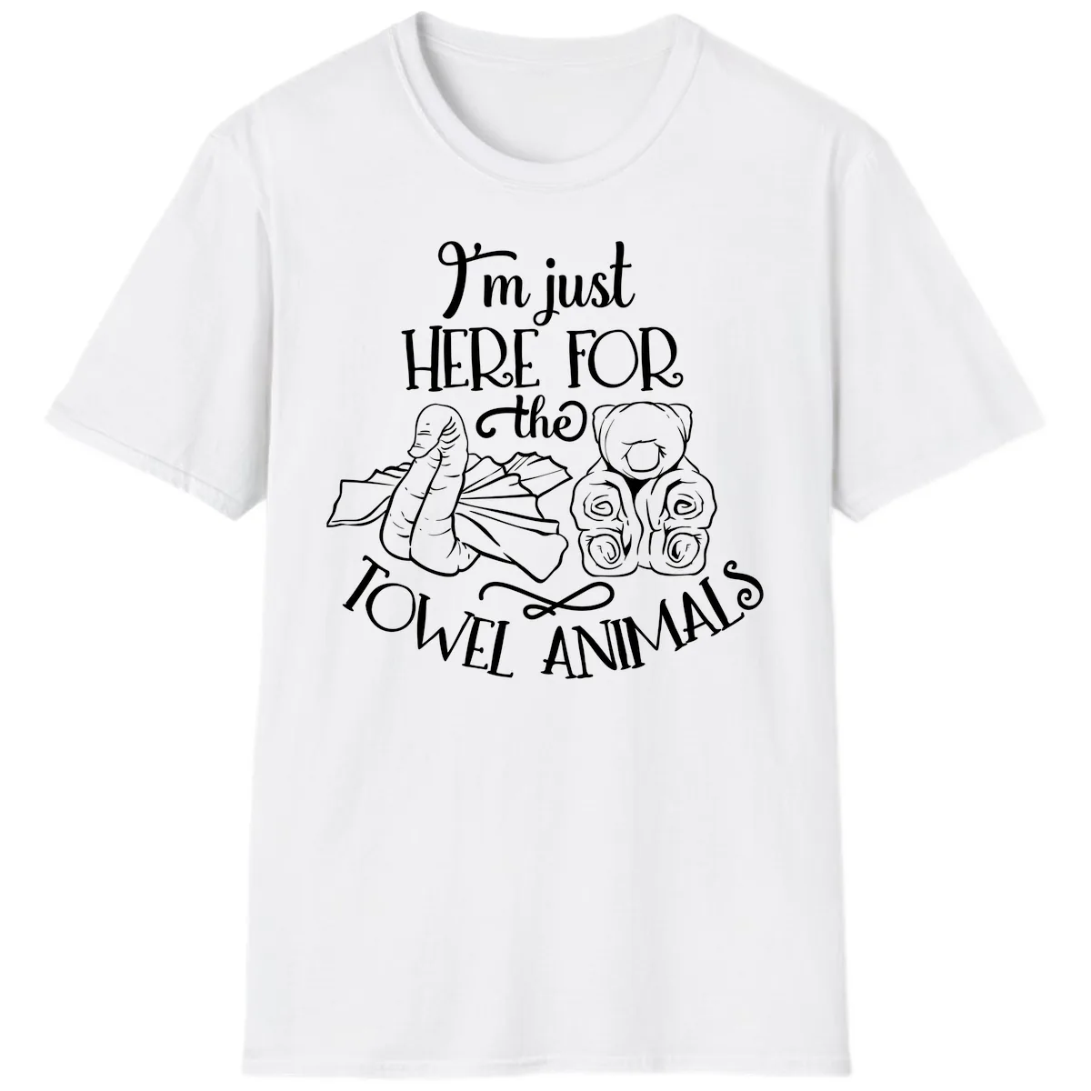 I'm Just Here For The Towel Animals T-Shirt in White
