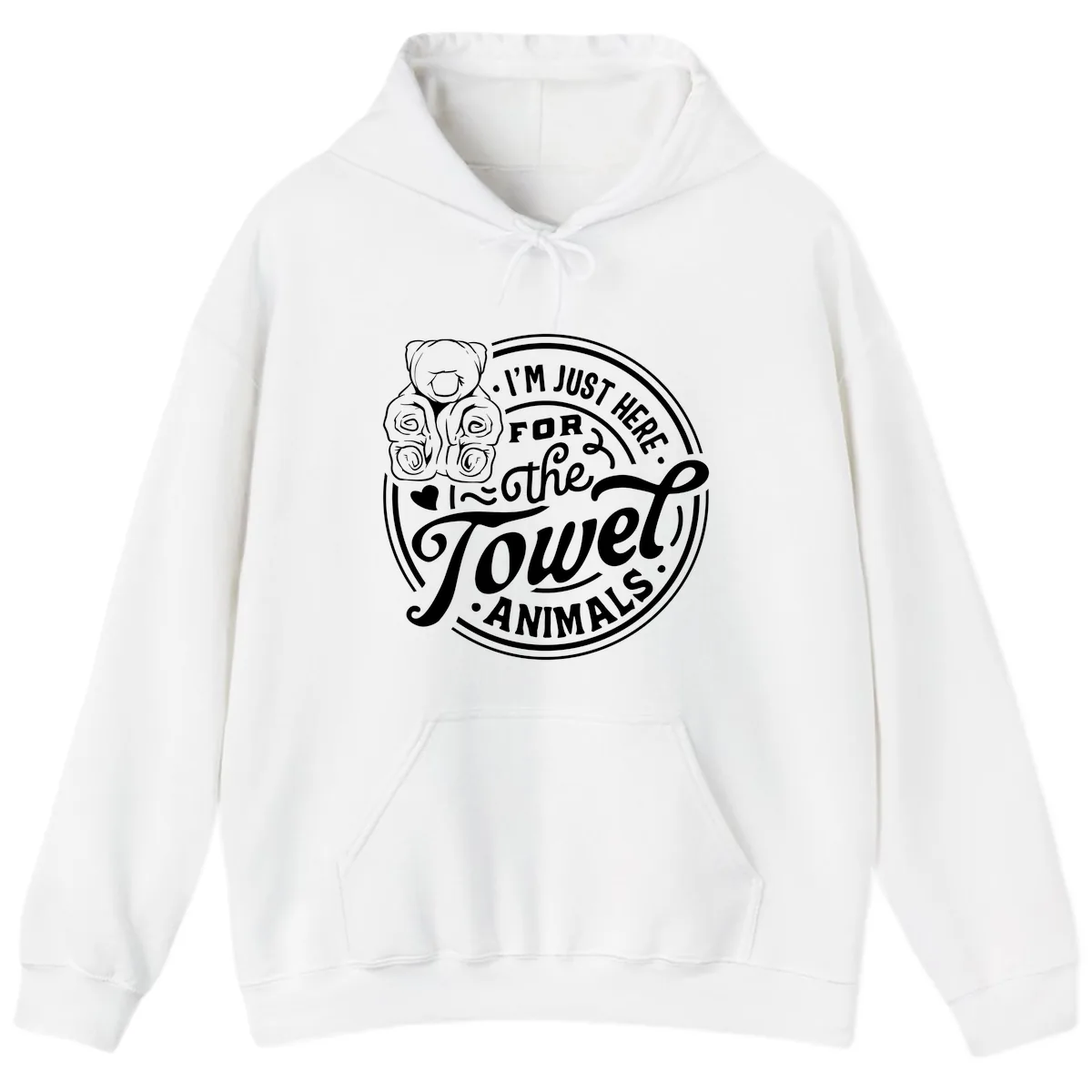I'm Just Here For The Towel Animals Hoodie in White