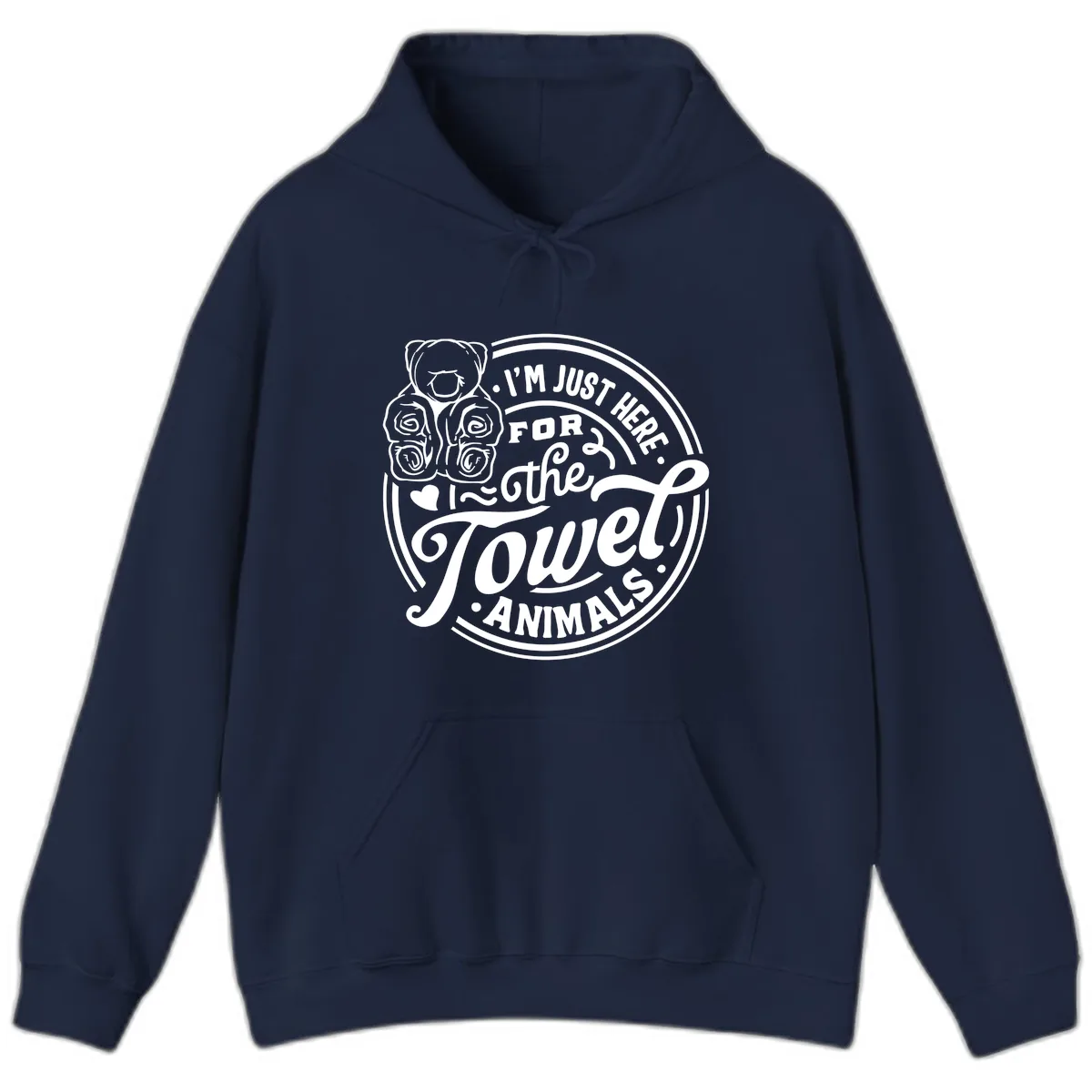 I'm Just Here For The Towel Animals Hoodie in Navy