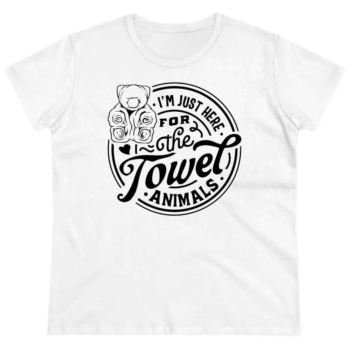 I'm Just Here For The Towel Animals Ladies Tee in White