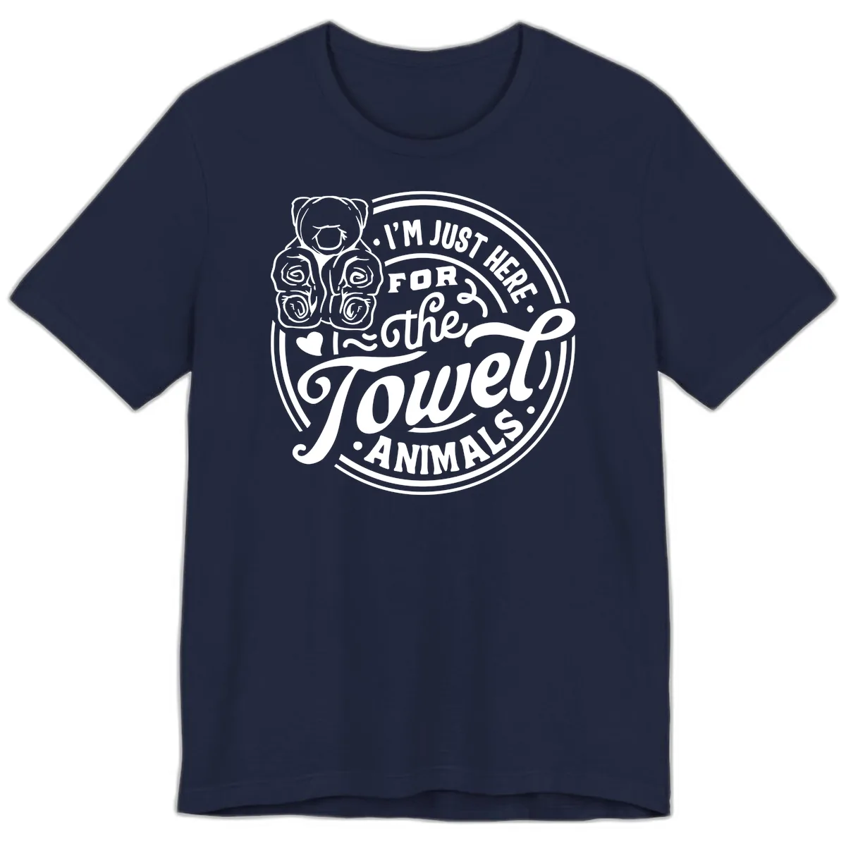 I'm Just Here For The Towel Animals Premium T-Shirt in Navy