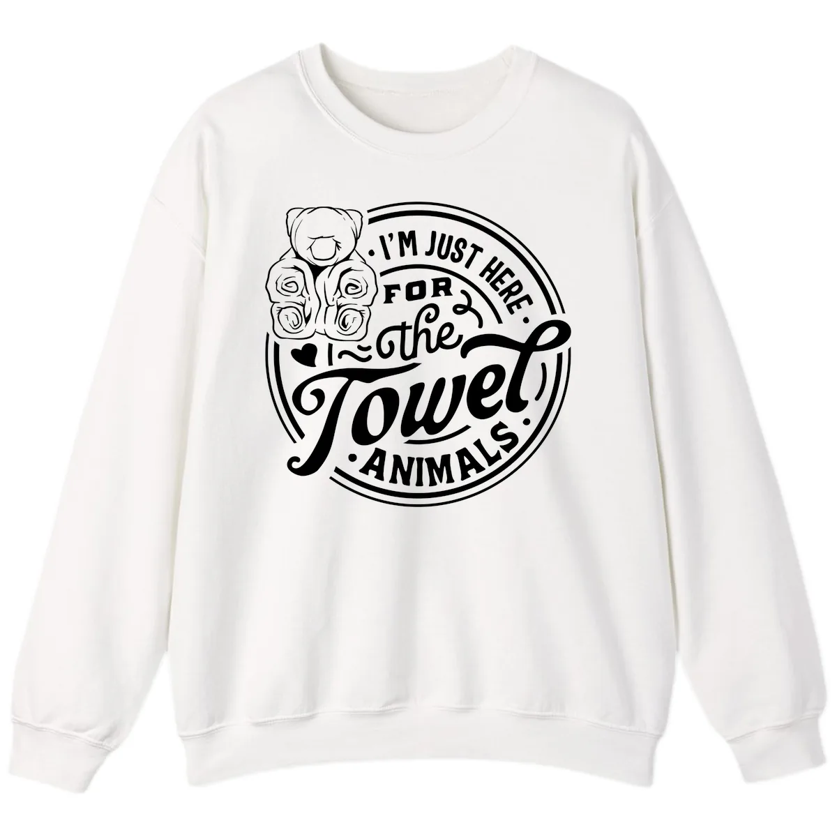 I'm Just Here For The Towel Animals Sweatshirt in White
