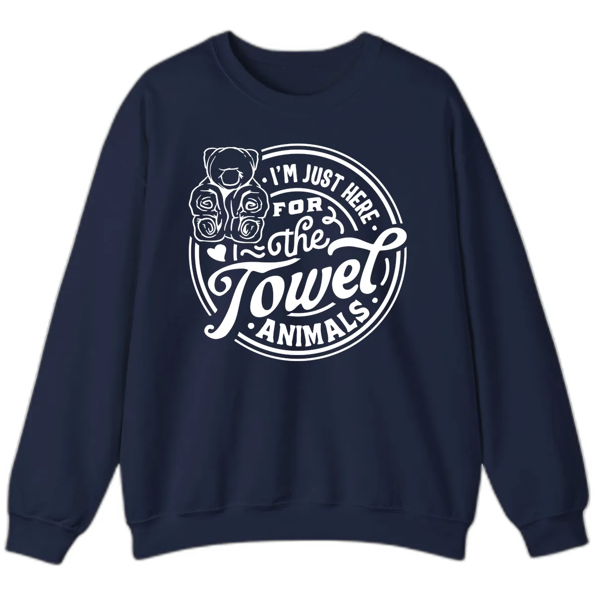 I'm Just Here For The Towel Animals Sweatshirt in Navy