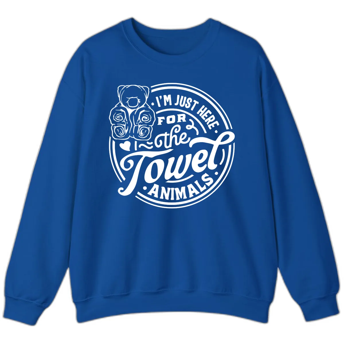 I'm Just Here For The Towel Animals Sweatshirt in Royal