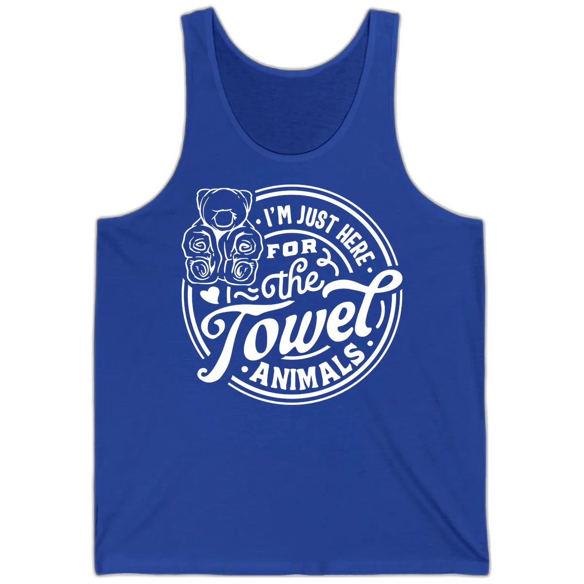 I'm Just Here For The Towel Animals Tank in True Royal