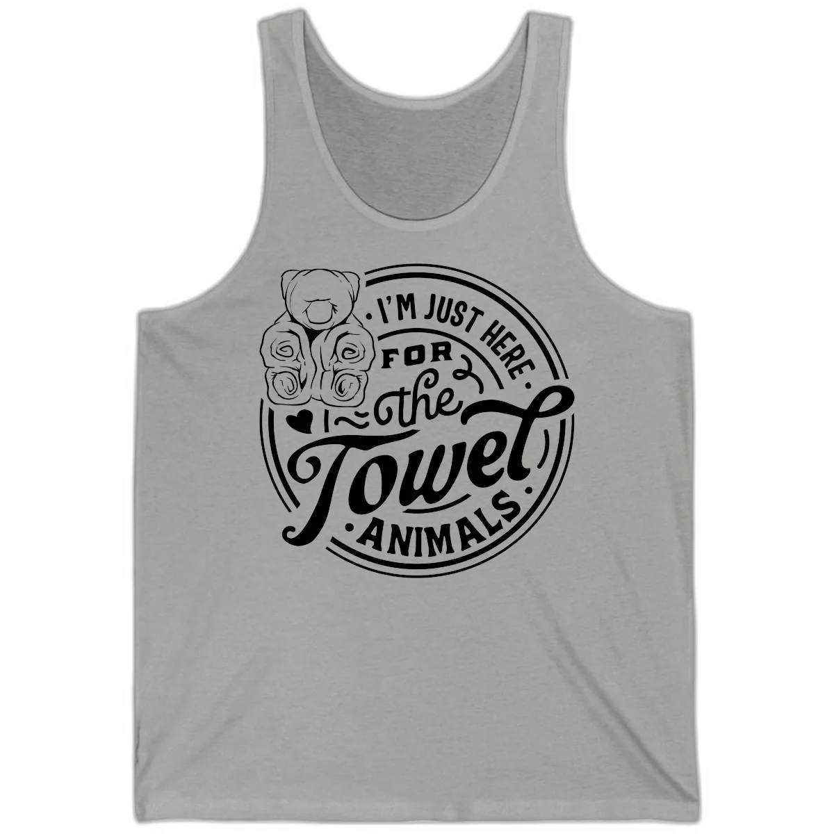 I'm Just Here For The Towel Animals Tank in Athletic Heather