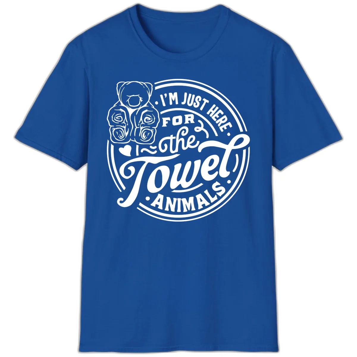 I'm Just Here For The Towel Animals T-Shirt in Royal