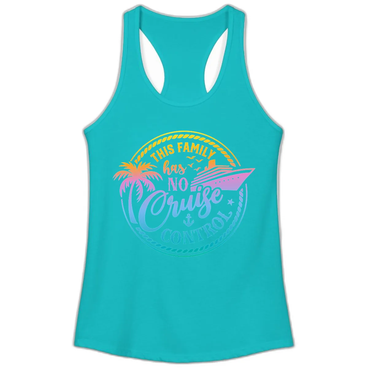 This Family Has No Cruise Control Ladies Tank in Tahiti Blue