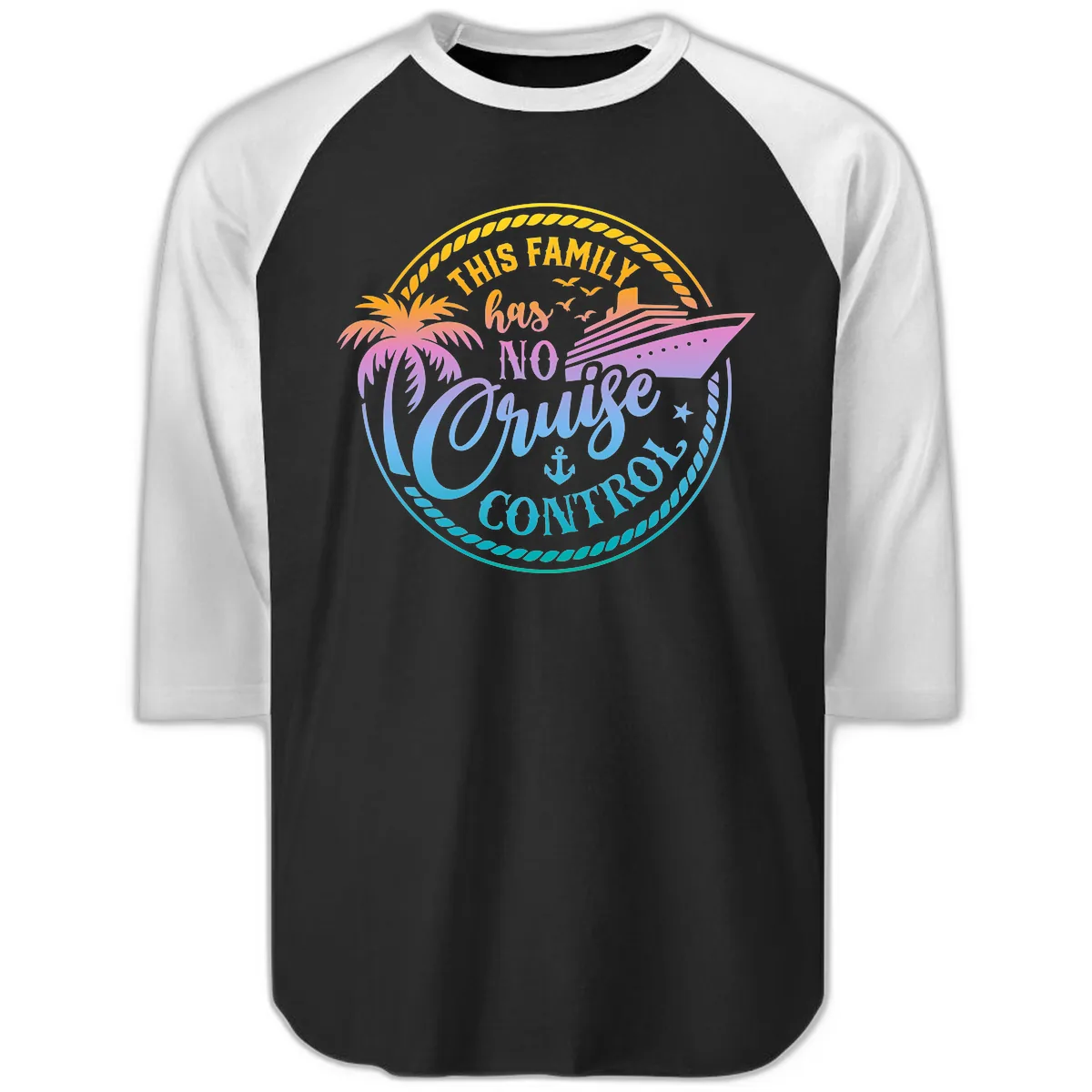 This Family Has No Cruise Control Raglan 3/4 in Black White
