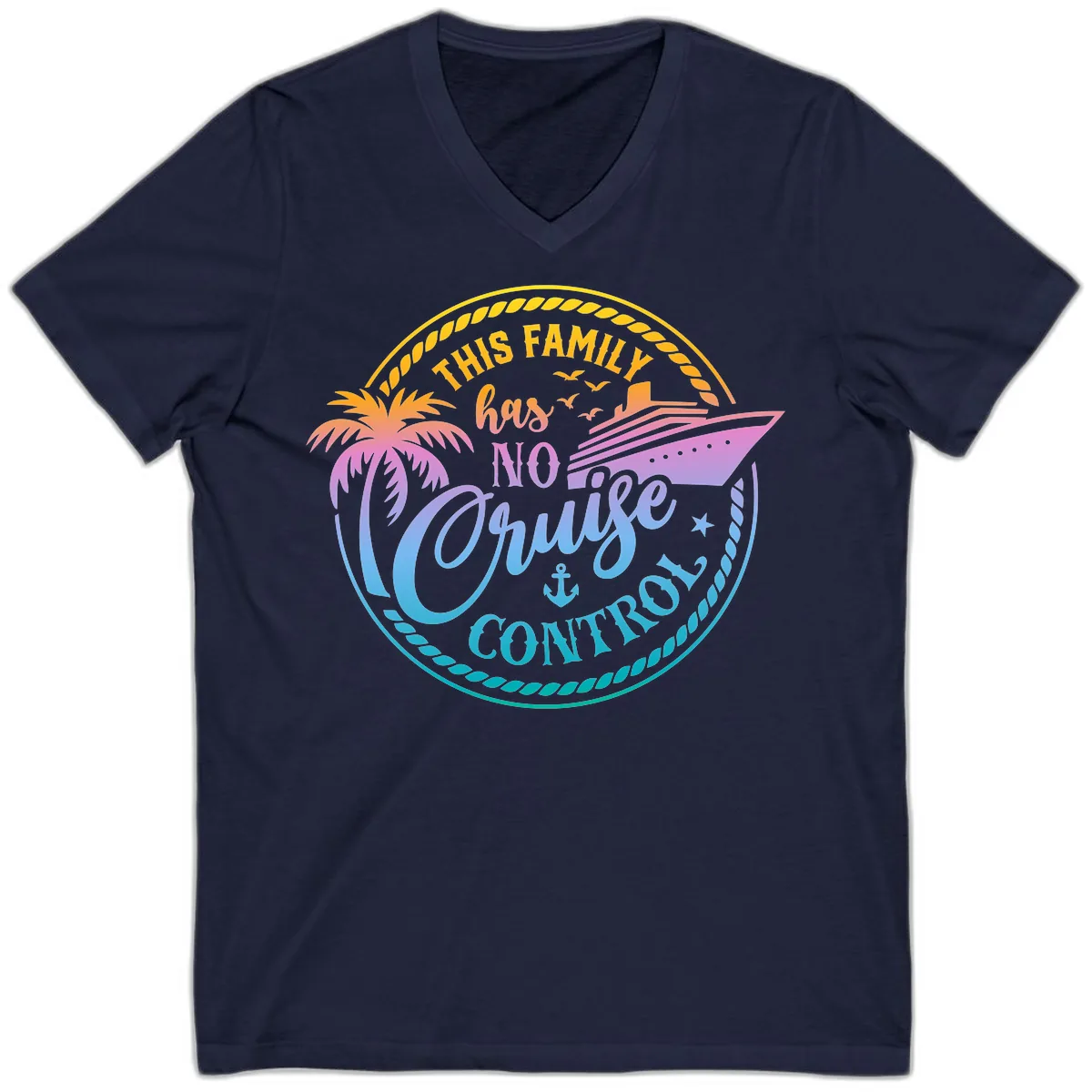 This Family Has No Cruise Control V-Neck in Navy