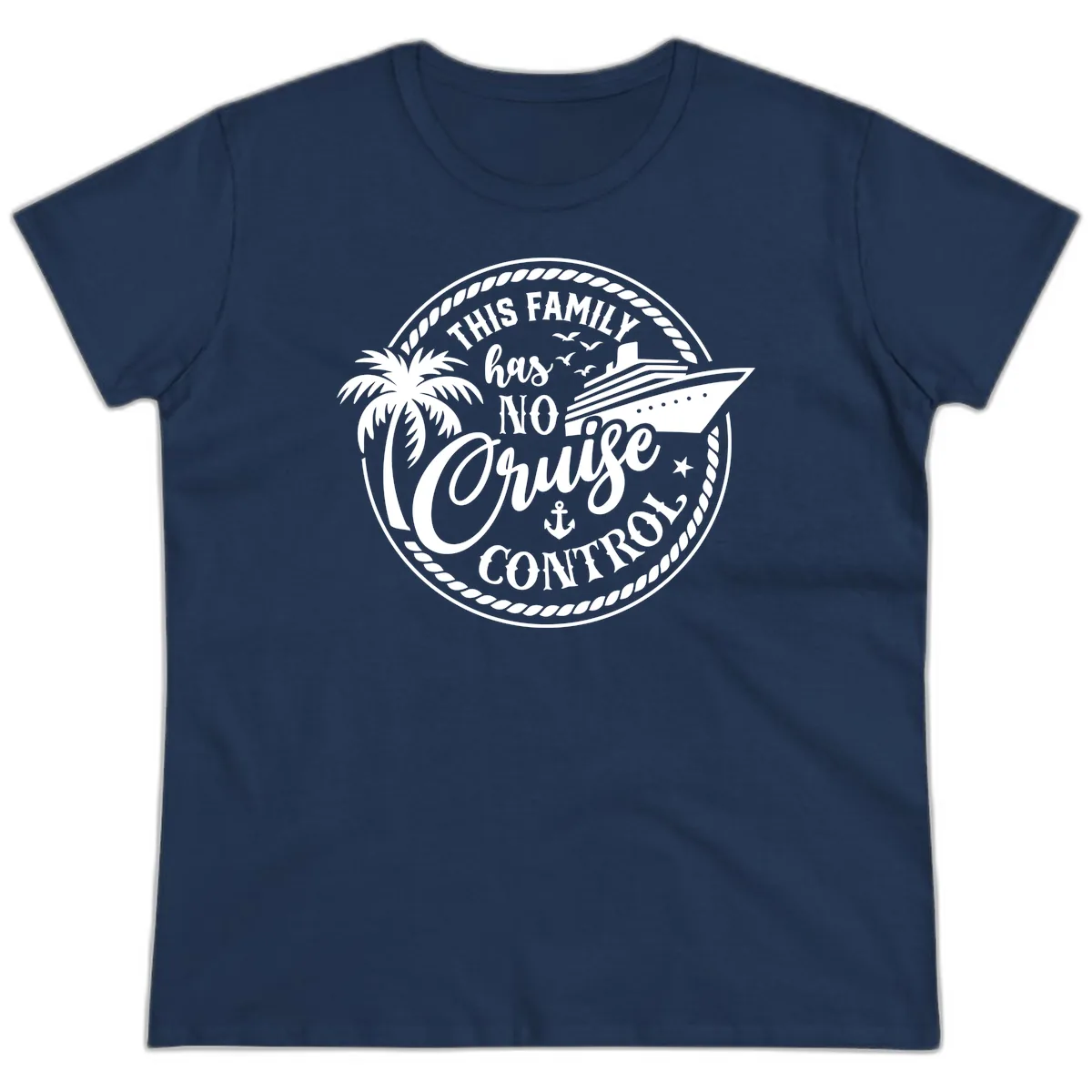 This Family Has No Cruise Control Ladies Tee in Navy