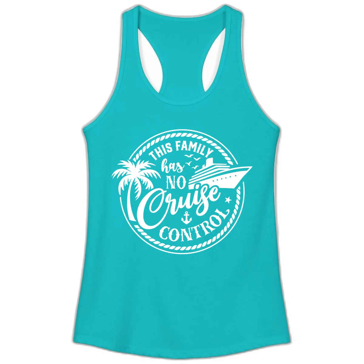 This Family Has No Cruise Control Ladies Tank in Tahiti Blue