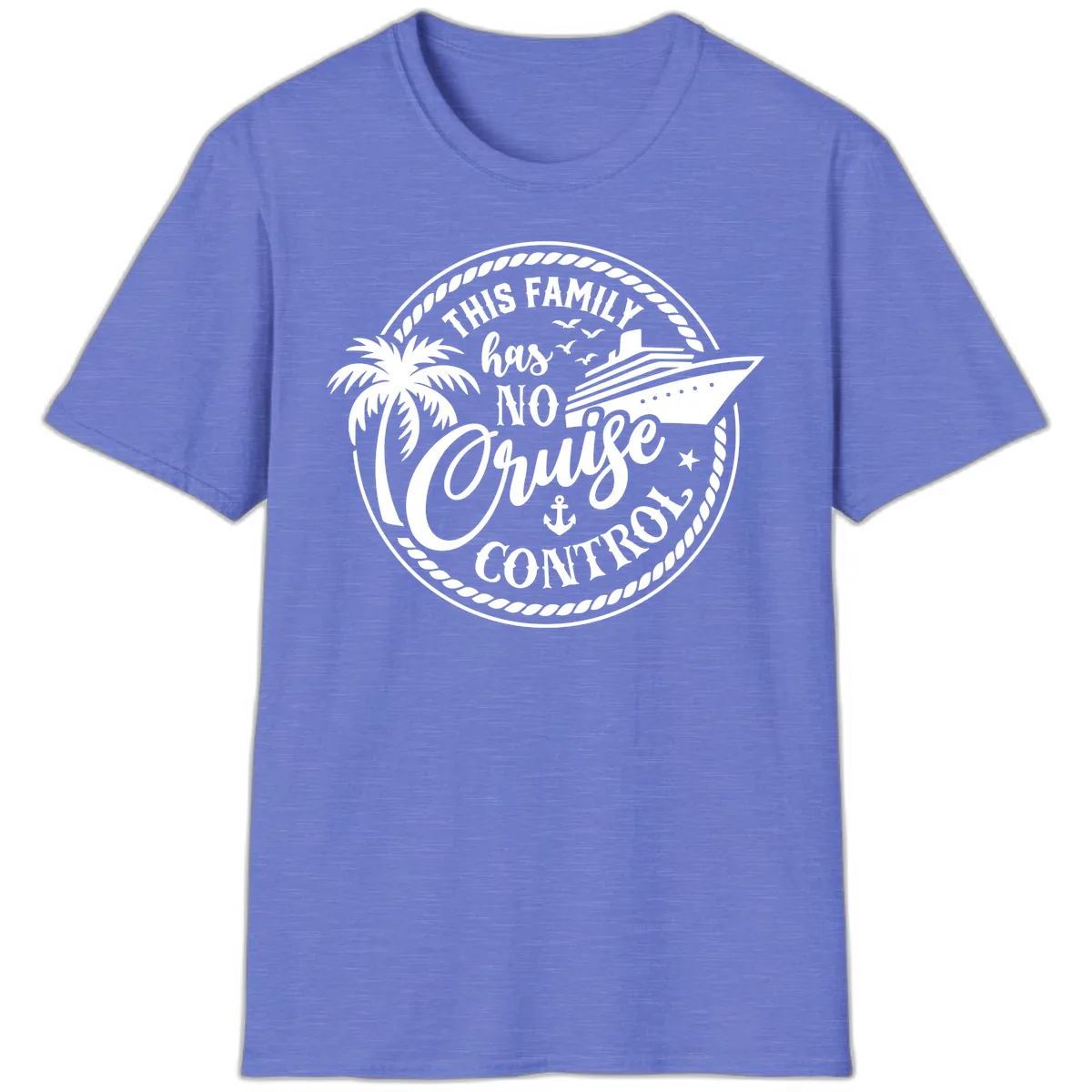 This Family Has No Cruise Control T-Shirt in Heather Royal