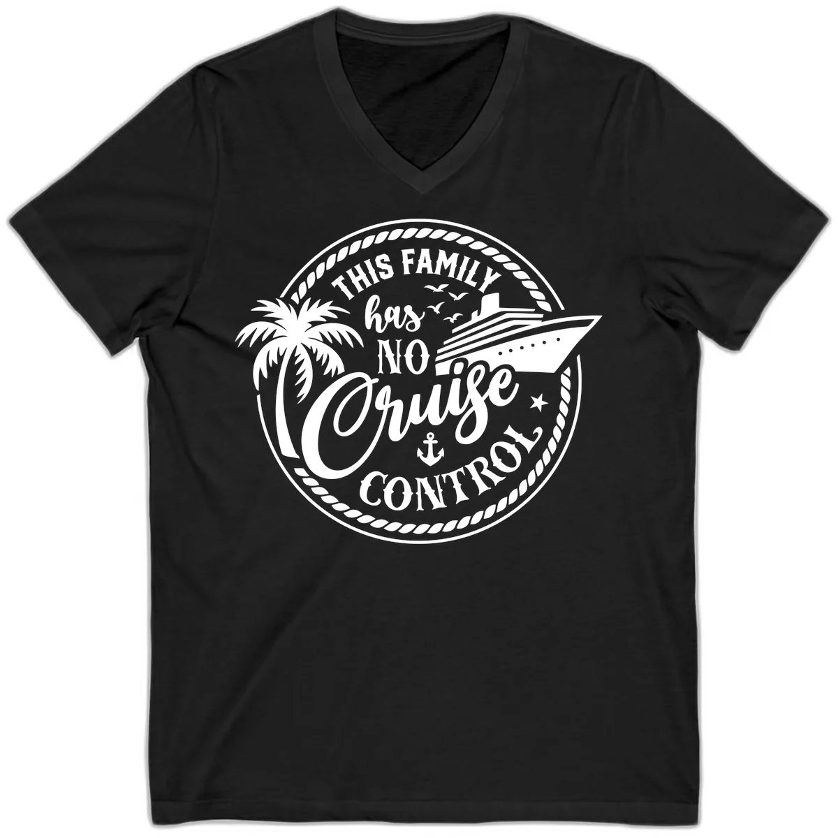 This Family Has No Cruise Control V-Neck in Black