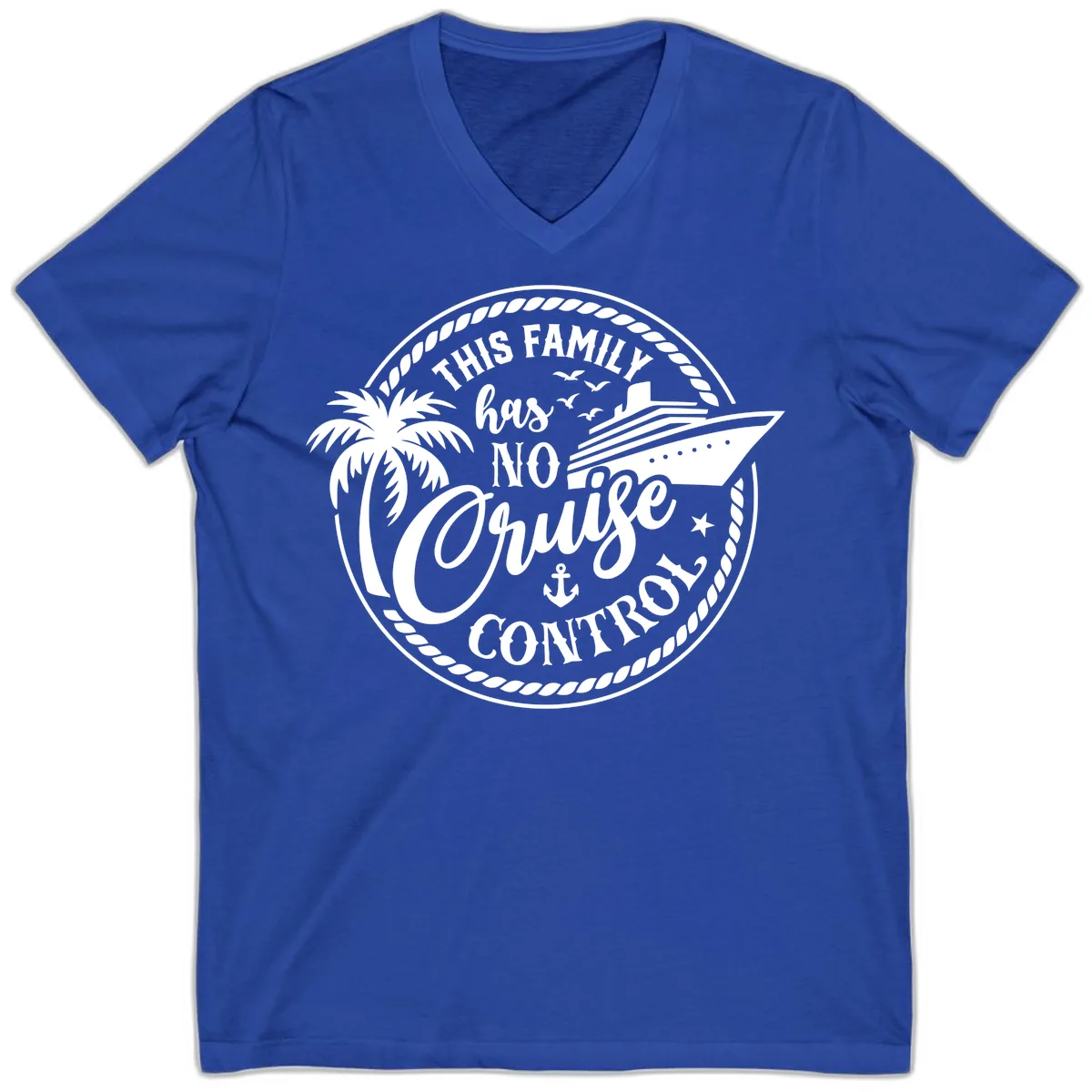 This Family Has No Cruise Control V-Neck in True Royal