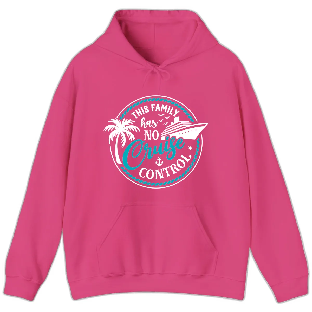 This Family Has No Cruise Control Hoodie in Heliconia