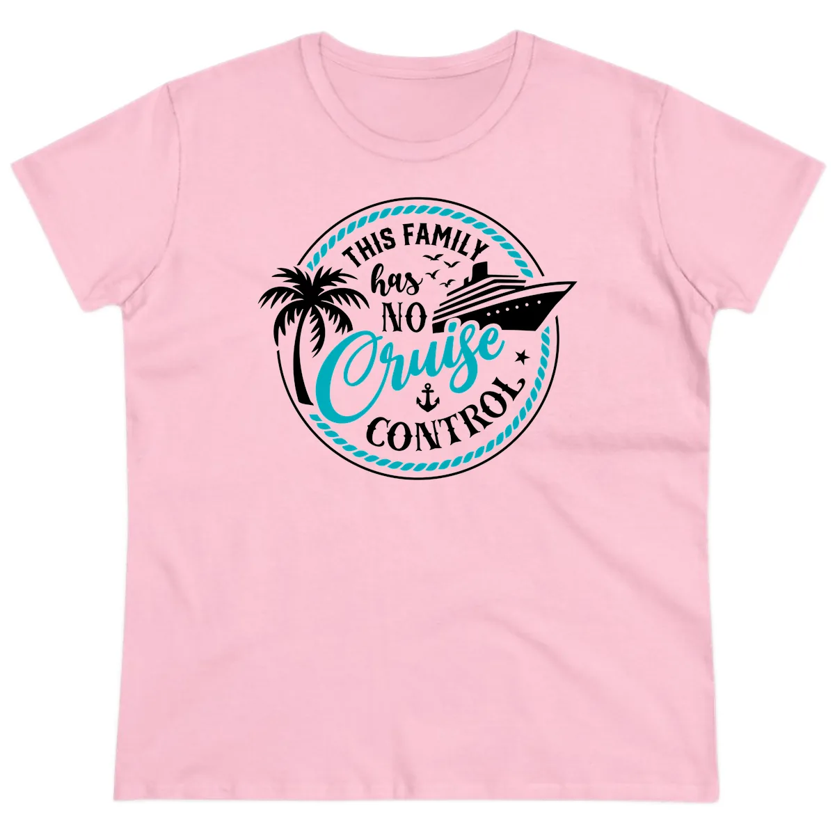 This Family Has No Cruise Control Ladies Tee in Light Pink