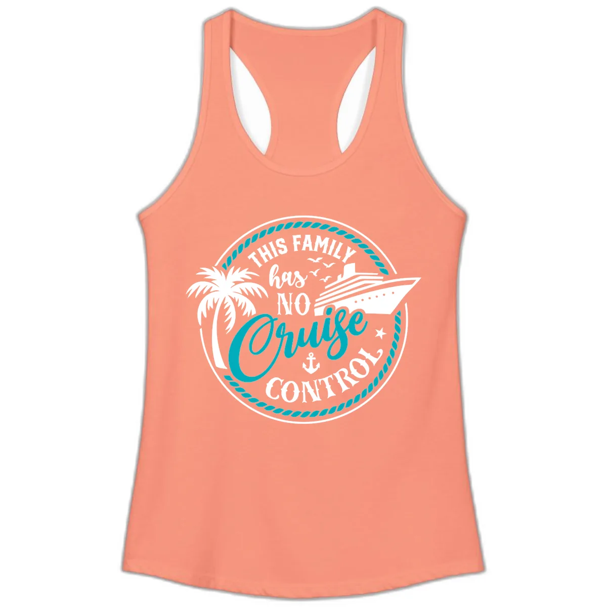 This Family Has No Cruise Control Ladies Tank in Solid Light Orange