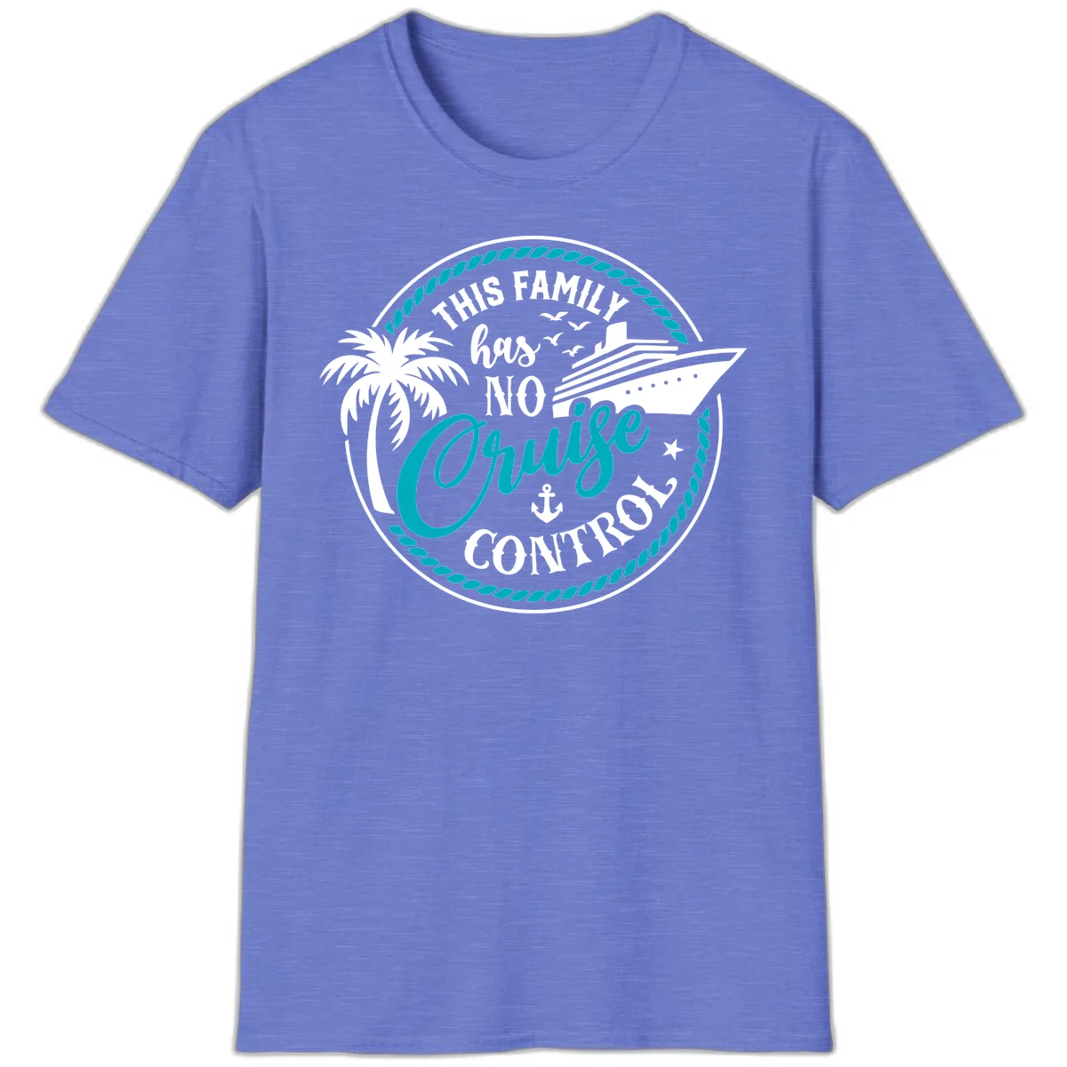 This Family Has No Cruise Control T-Shirt in Heather Royal