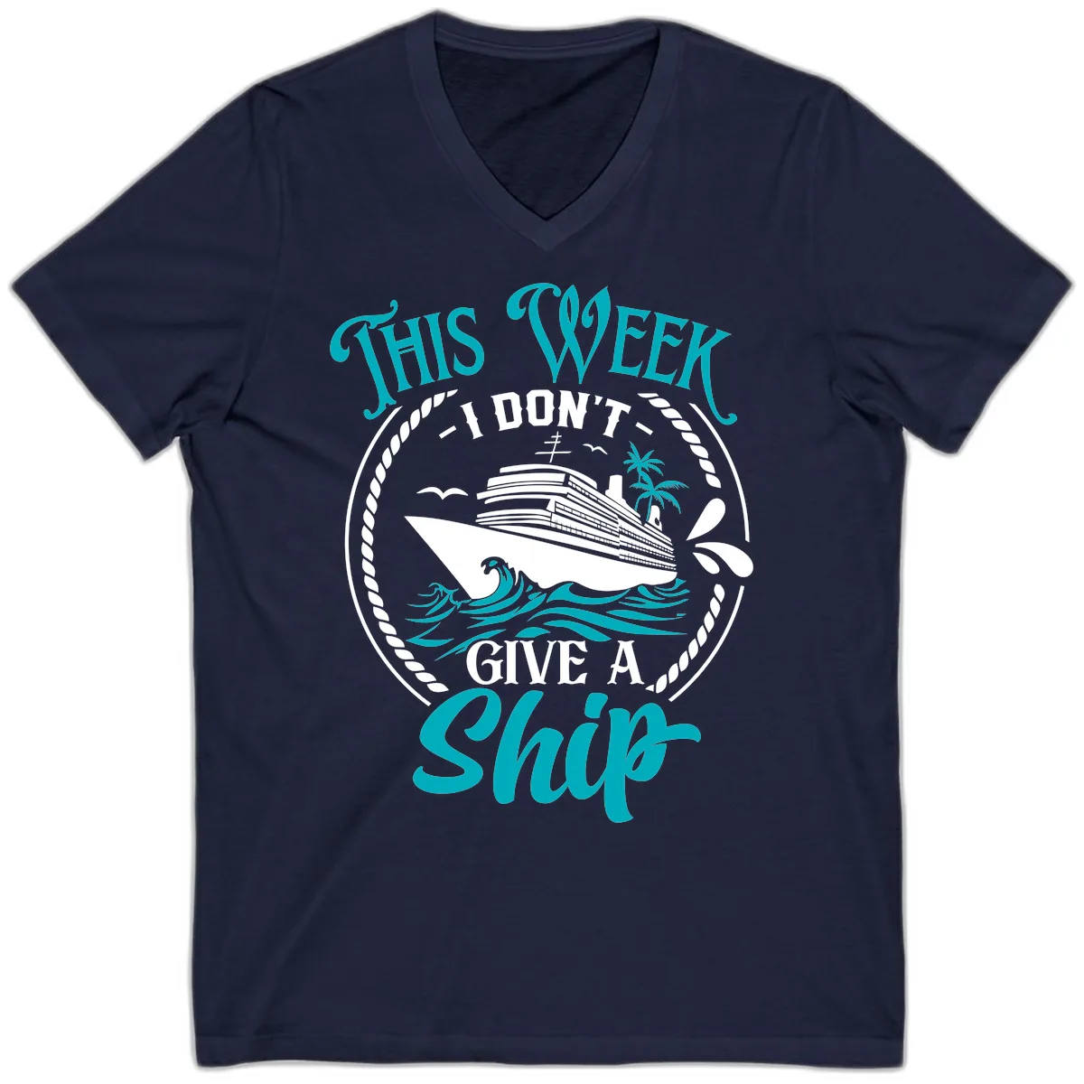 This Week I Don't Give A Ship V-Neck in Navy