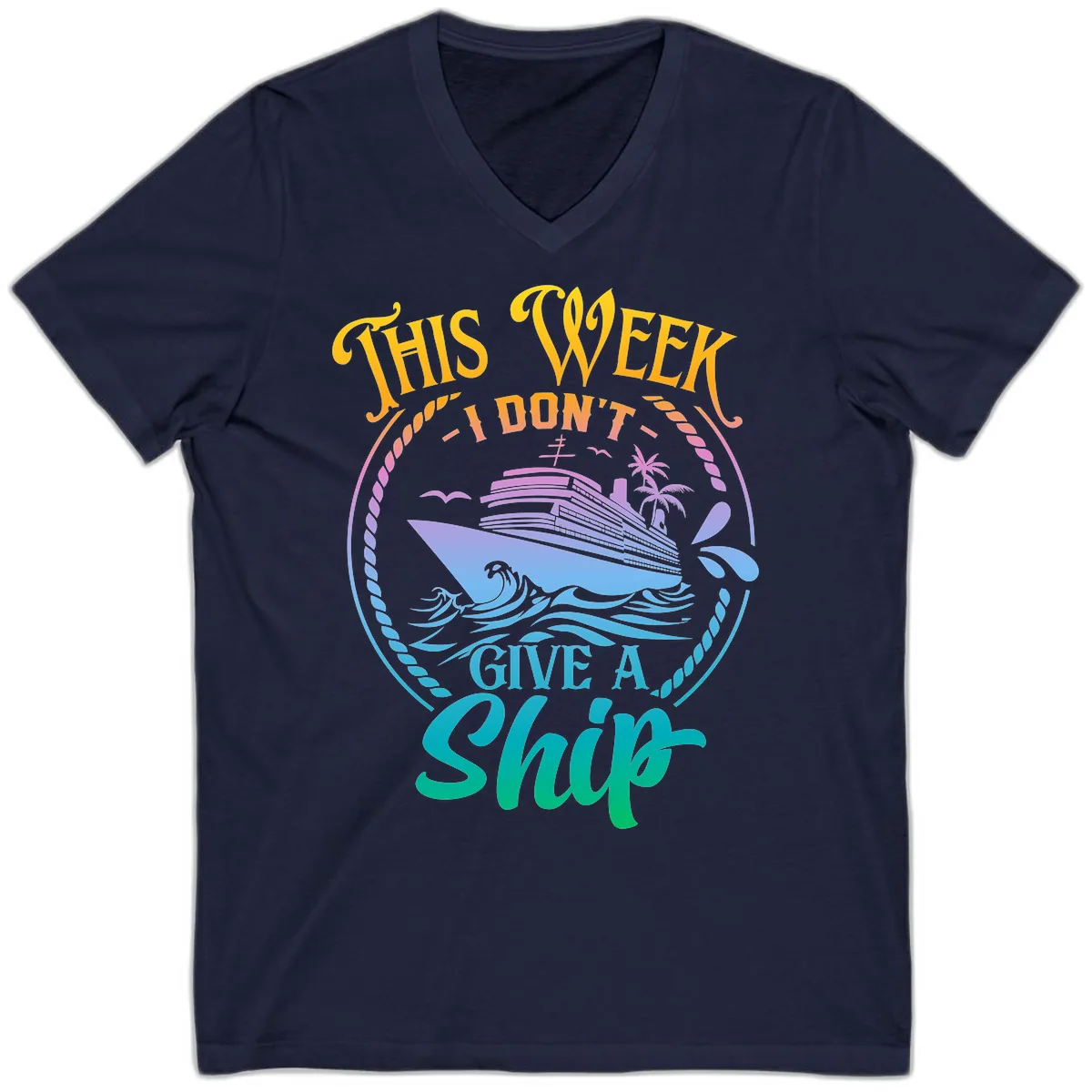 This Week I Don't Give A Ship V-Neck in Navy