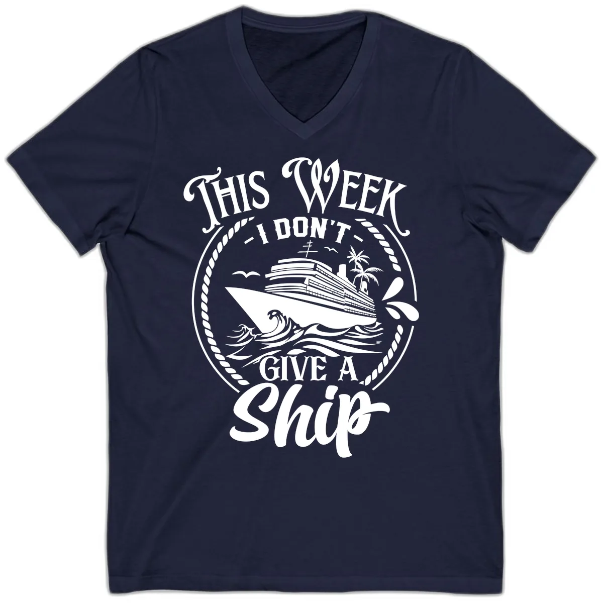 This Week I Don't Give A Ship V-Neck in Navy
