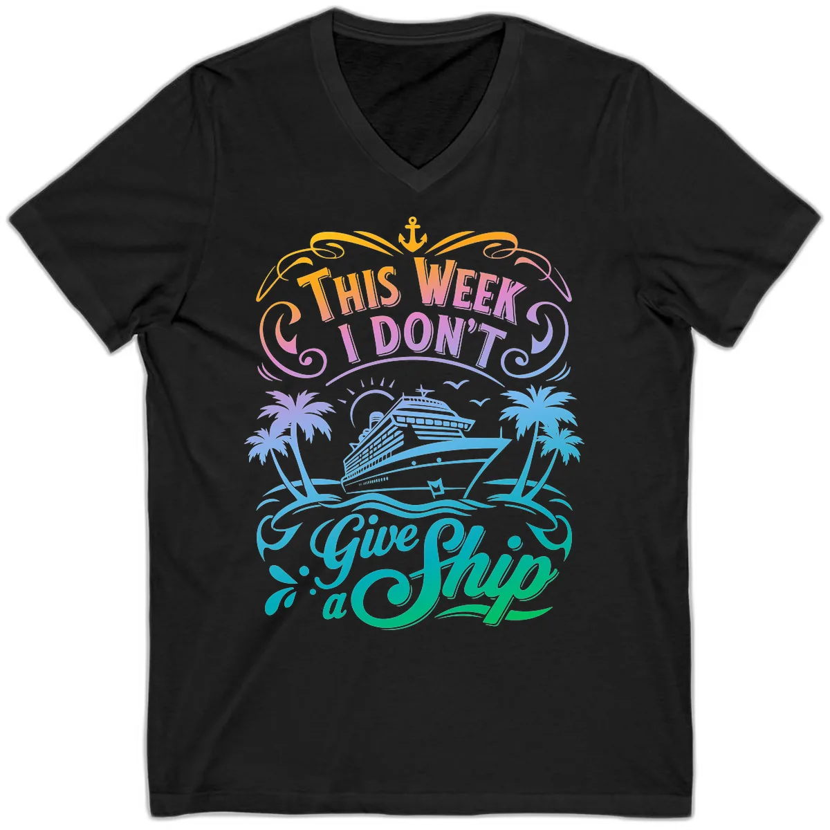 This Week I Don't Give Ship V-Neck in Black