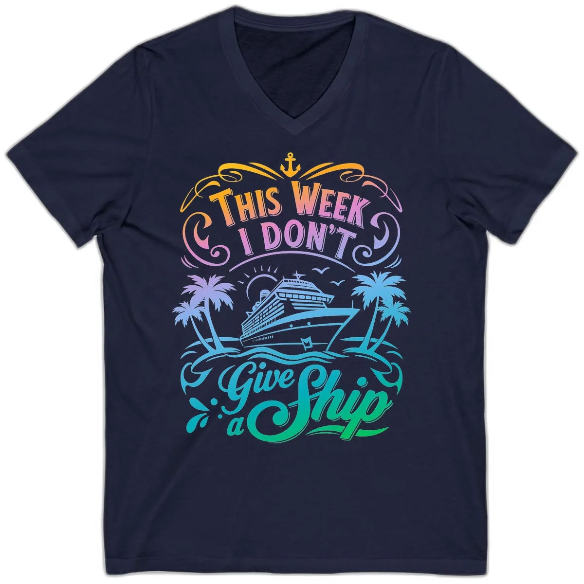 This Week I Don't Give Ship V-Neck in Navy