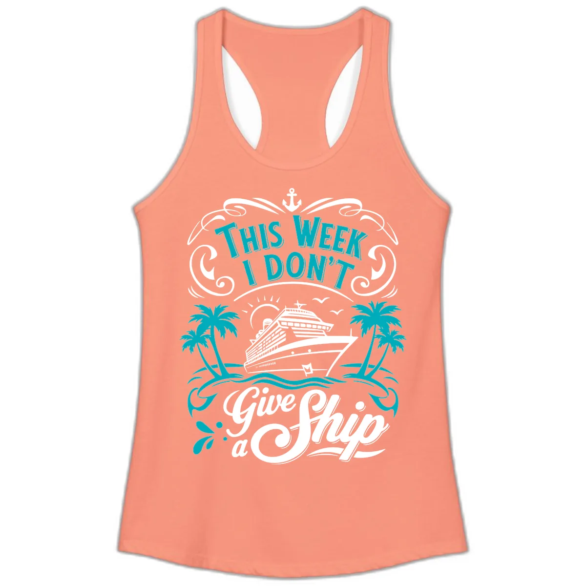 This Week I Don't Give Ship Ladies Tank in Solid Light Orange