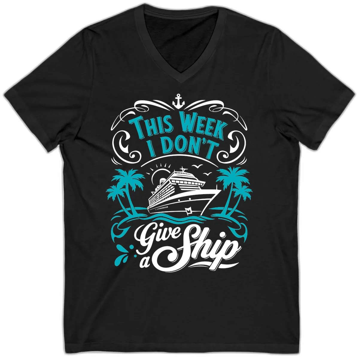 This Week I Don't Give Ship V-Neck in Black