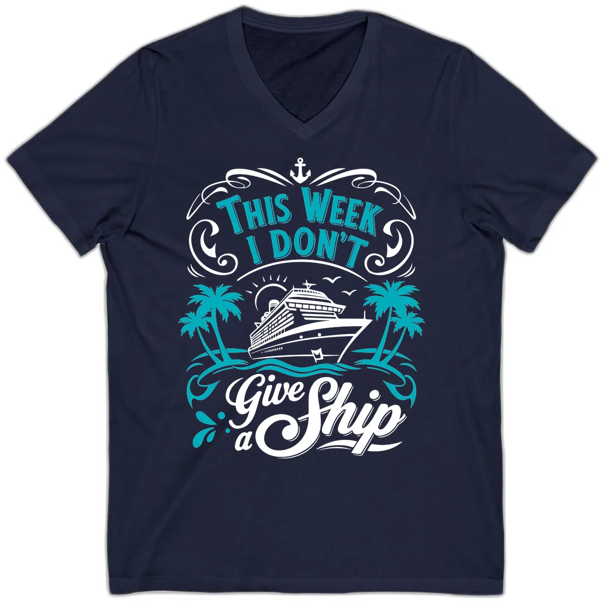 This Week I Don't Give Ship V-Neck in Navy