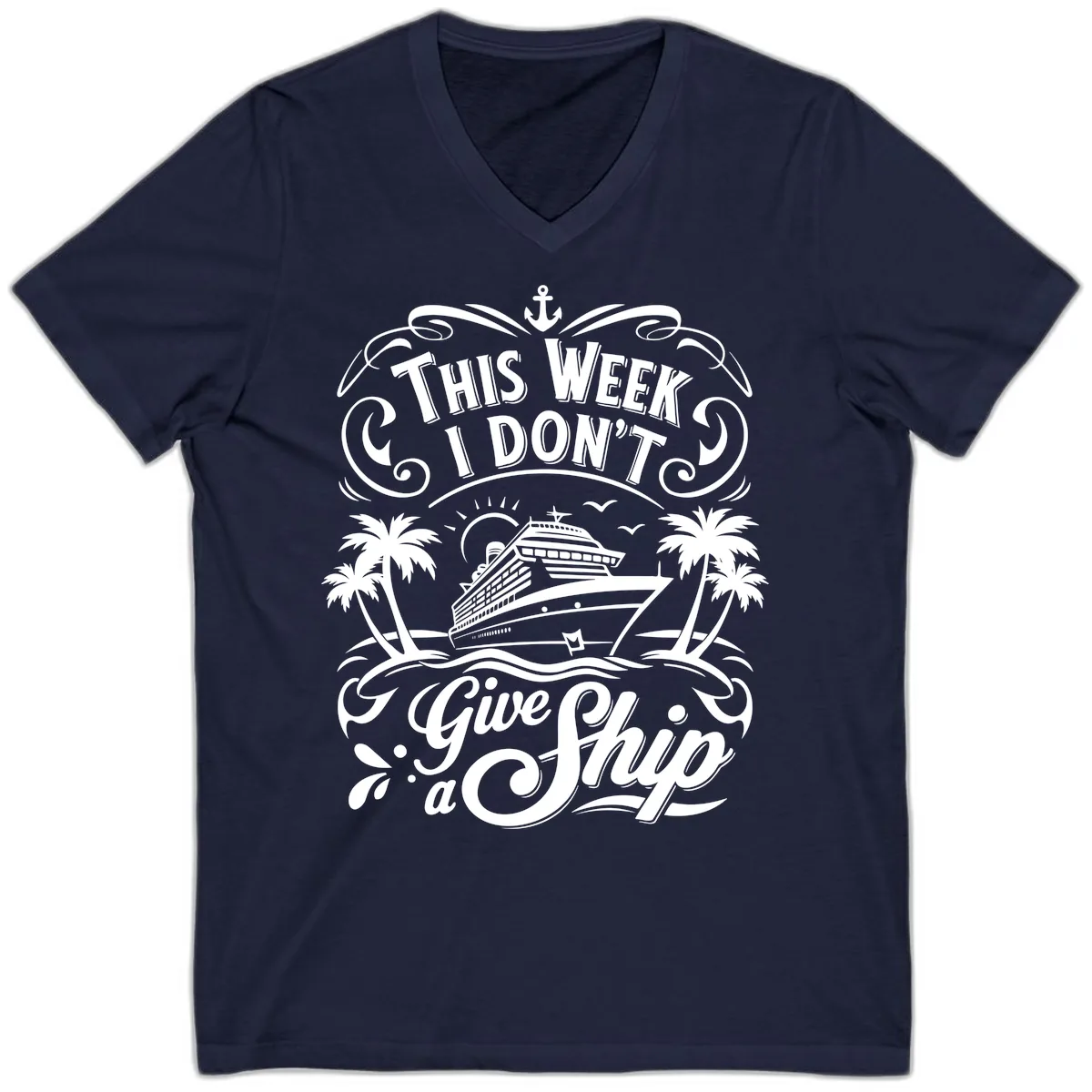 This Week I Don't Give a Ship V-Neck in Navy