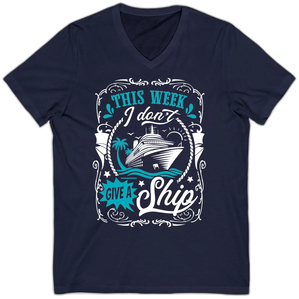 This Week I Don't Give A Ship V-Neck in Navy
