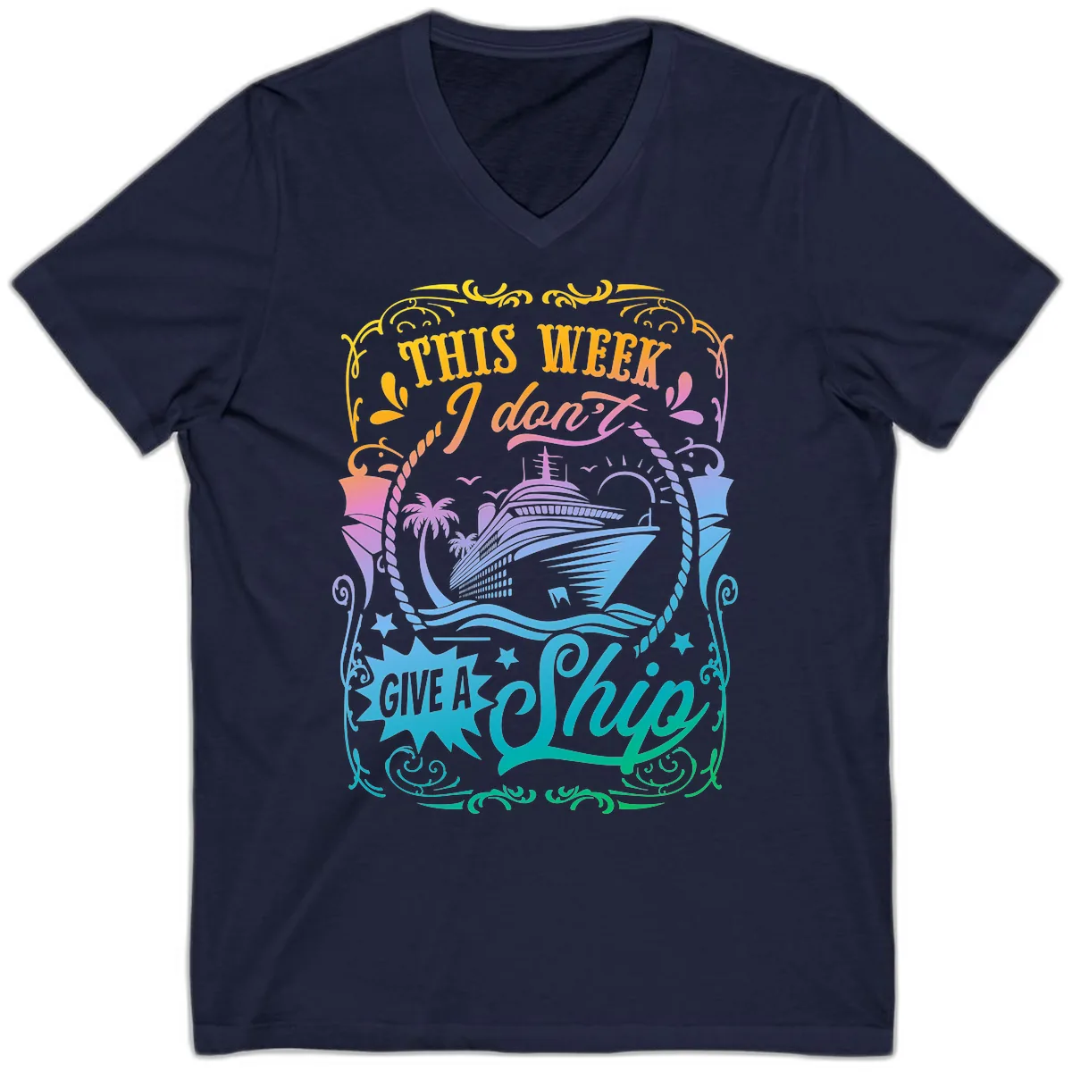 This Week I Don't Give A Ship V-Neck in Navy
