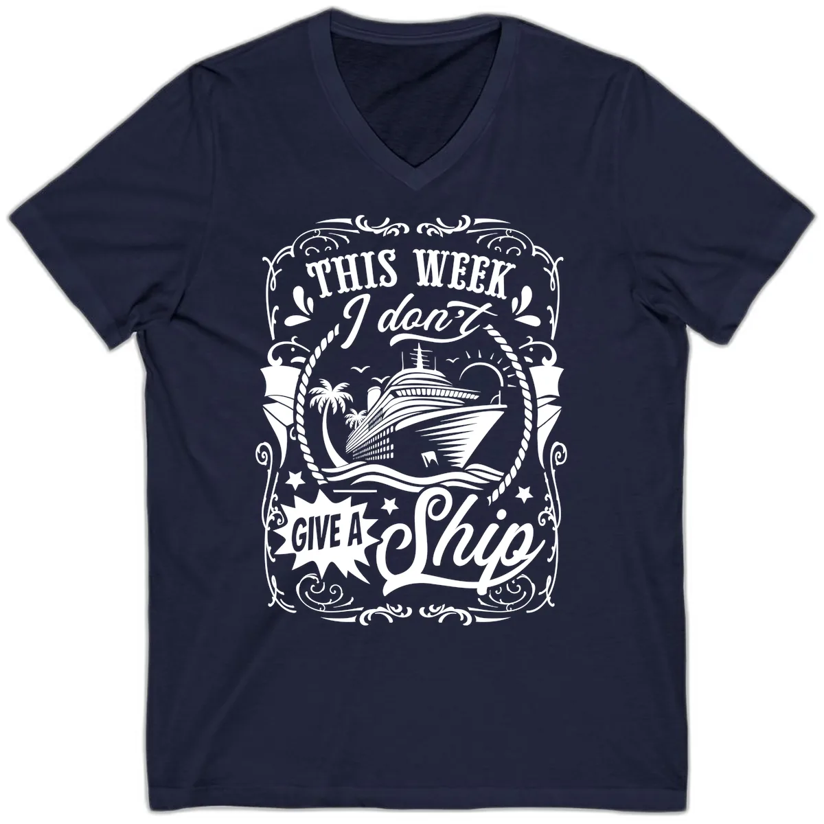 This Week I Don't Give A Ship V-Neck in Navy